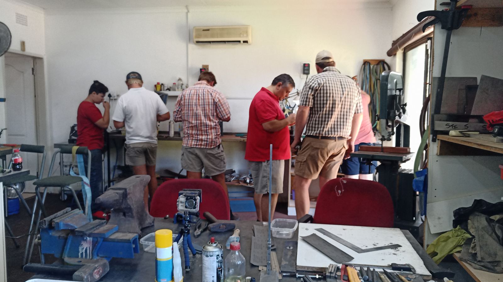A group working together during the Biltong Knife Experience