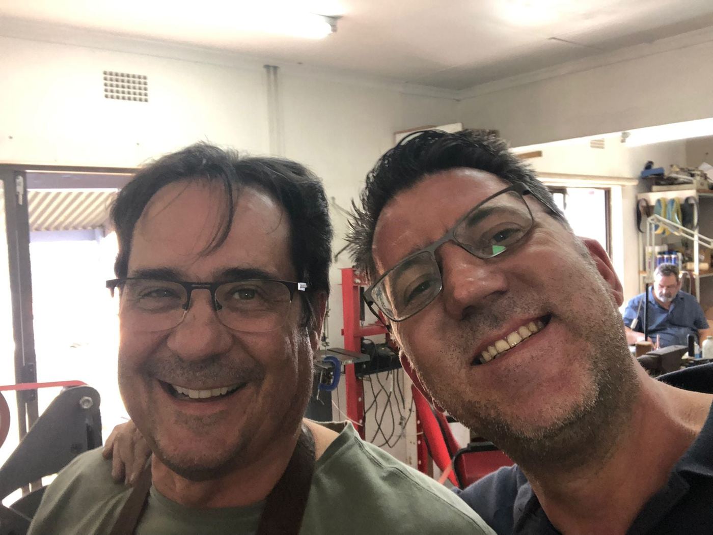 Two happy course graduates in the workshop
